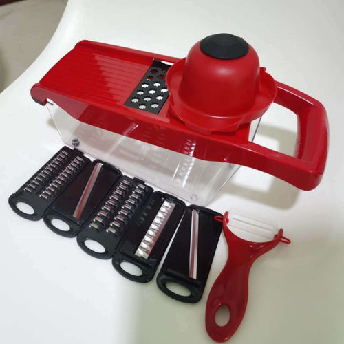 Multi-Function Vegetable Chopper & Shredder — 6-Blade Set with Container, Peeler & Hand Guard - product view 2