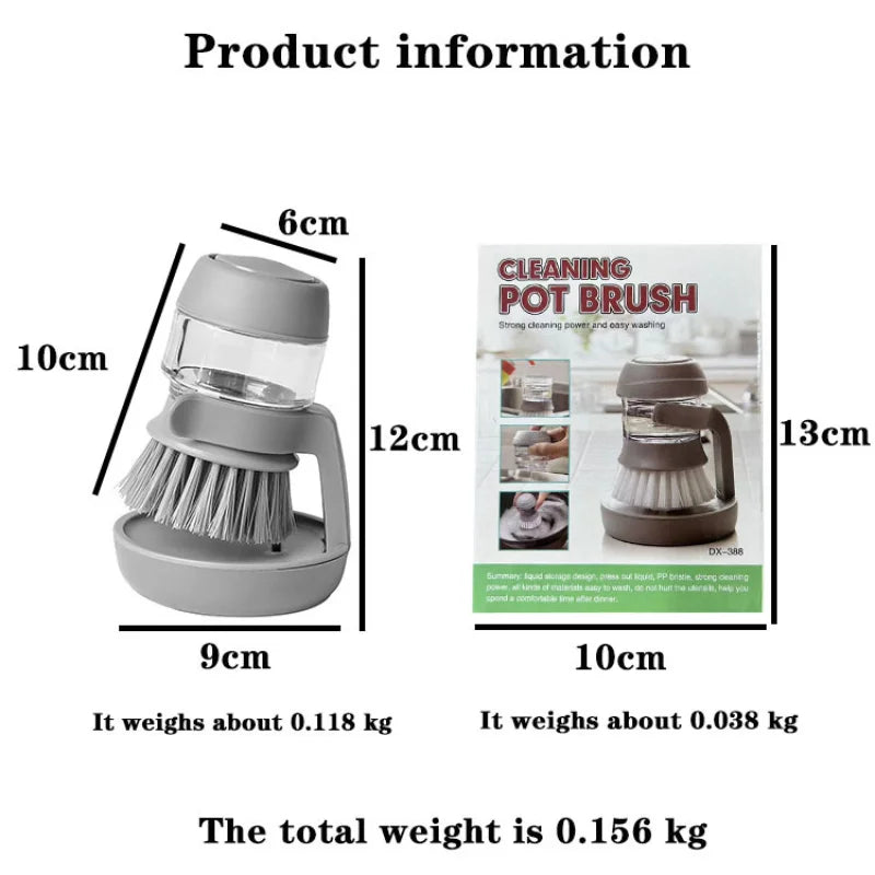 Soap Dispensing Dish Brush with Press Pump